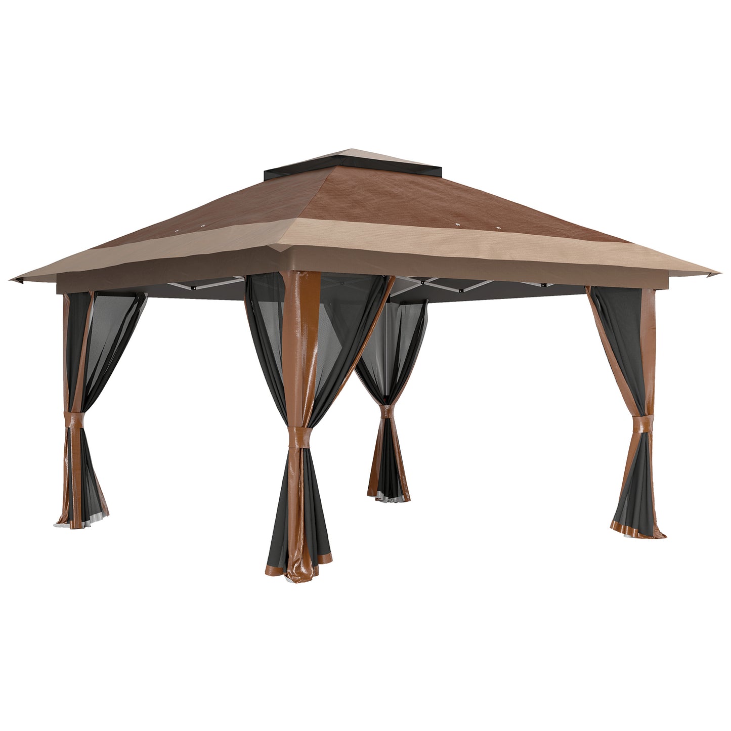 3.6 x 3.6m Pop-Up Gazebo, with Accessories - Brown