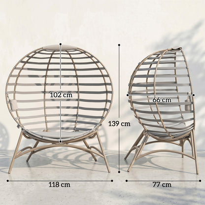 Egg Chair with Cushion & Side Pocket - Light Grey