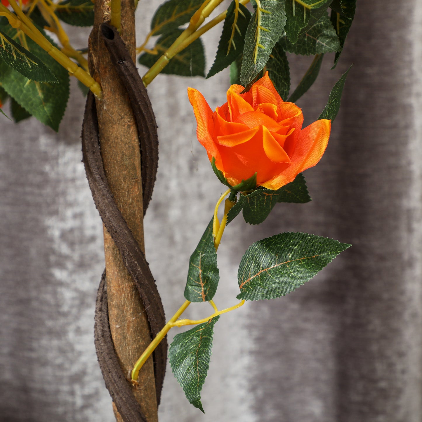Set of 2 Artificial Plants White Rose Floral in Pot, Fake Plants for Home Indoor Decor, 90cm, Orange