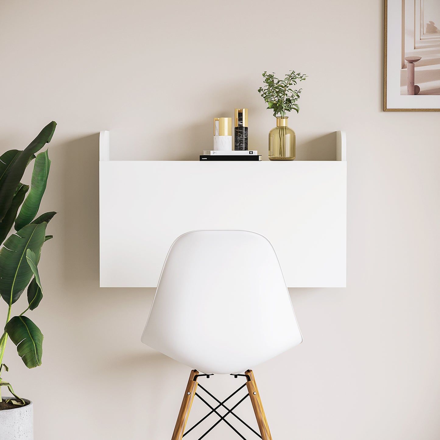 Wall Mounted Table, Drop Leaf Floating Laptop Desk with Space Saving Storage Compartments for Home Office and Study