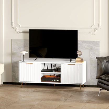 Modern TV Stand Cabinet for TVs up to 55", TV Unit with 2 Open Shelves and 2 Cabinets