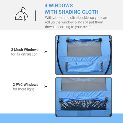 4 Person Pop-up Camping Tent, Family Dome Tent with Ground Sheet, 4 Windows and Portable Carry Bag for Beach Outdoor Trip