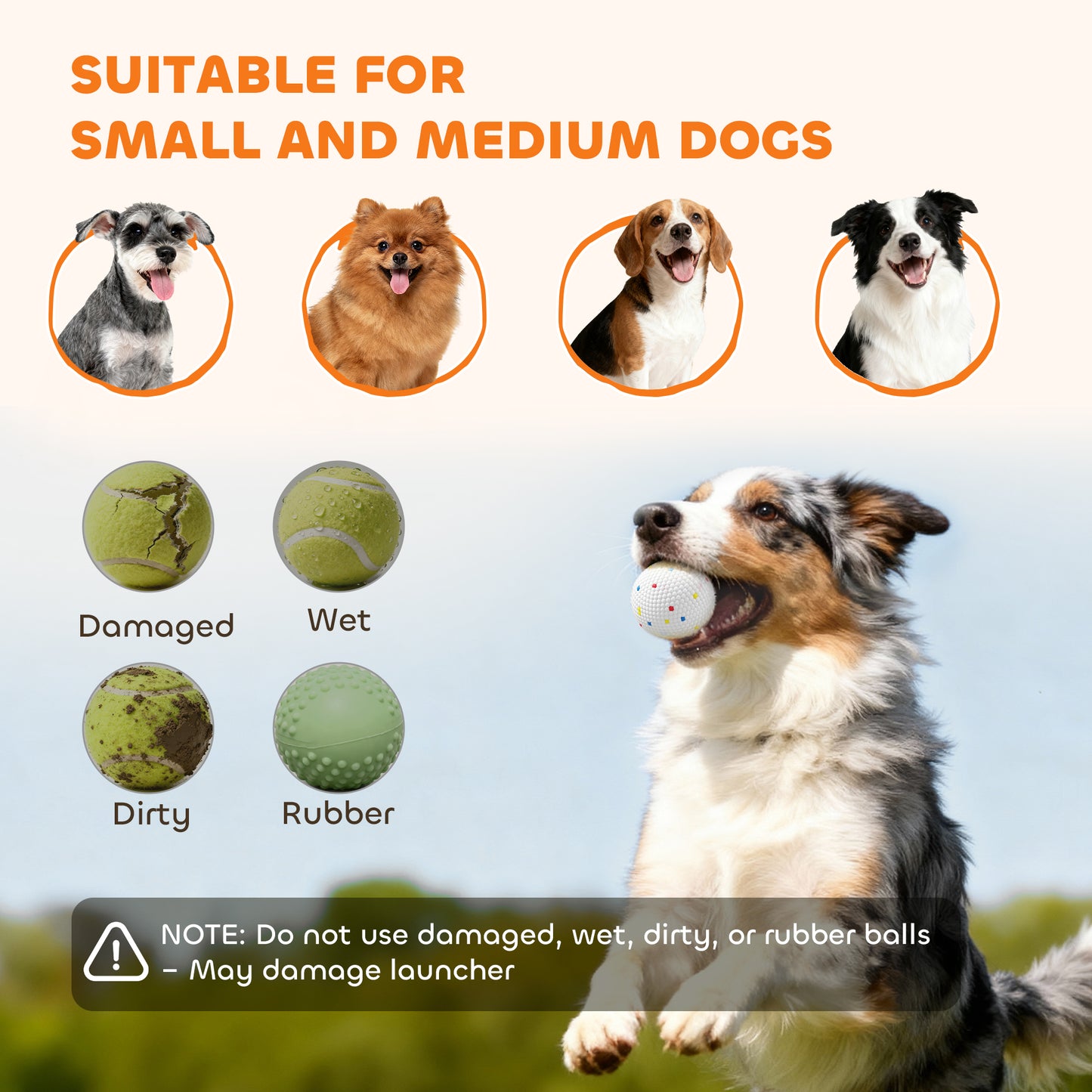 Automatic Dog Ball Launcher with 5 ETPU Balls 2.3", 3 Distance Settings 20/33/46ft, Green