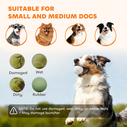 Automatic Dog Ball Launcher with 5 ETPU Balls 2.3", 3 Distance Settings 20/33/46ft, Green