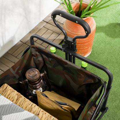95L Folding Steel Frame Garden Trolley, with Handle - Multicolour