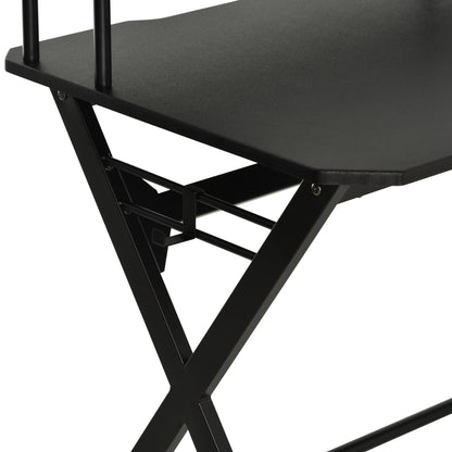Gaming Desk Writing Racing Computer Table Workstation with Headphone Hook Curved Front Adjustable Feet for Home Office Use 14