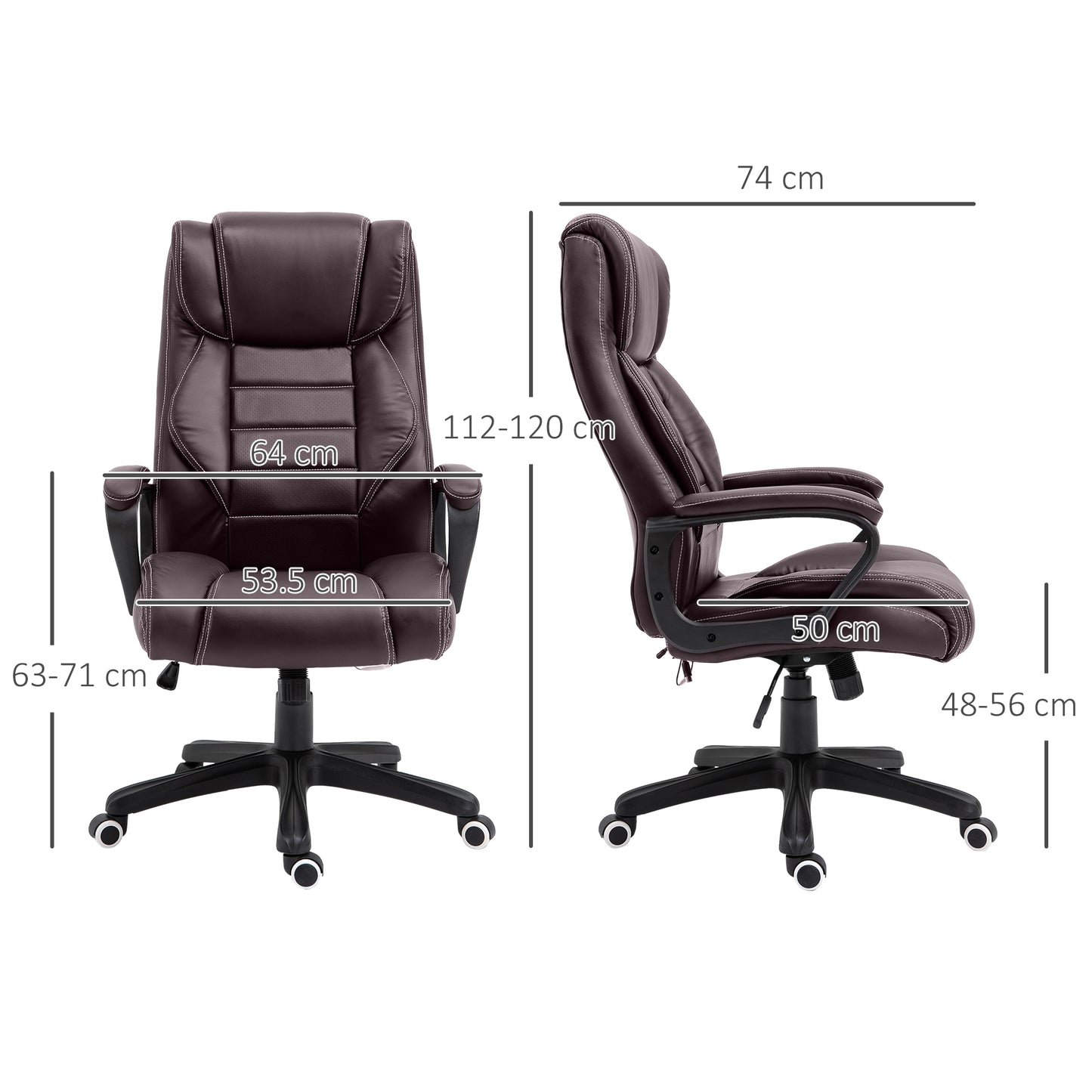 Office Chair with 6-Point Maaage, PU Desk Chair with Padded Seat and Armrest, Computer Chair with Tilt Function for Home