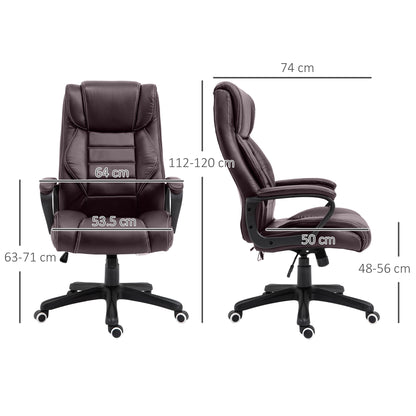 Office Chair with 6-Point Maaage, PU Desk Chair with Padded Seat and Armrest, Computer Chair with Tilt Function for Home