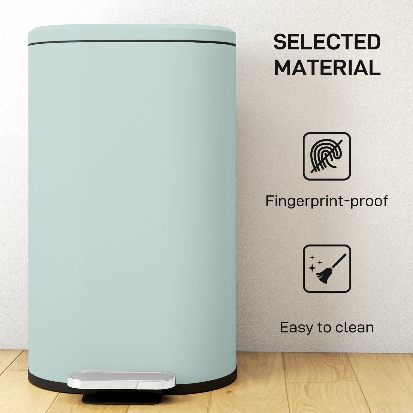 30 L Modern Curved Kitchen Bin - Green