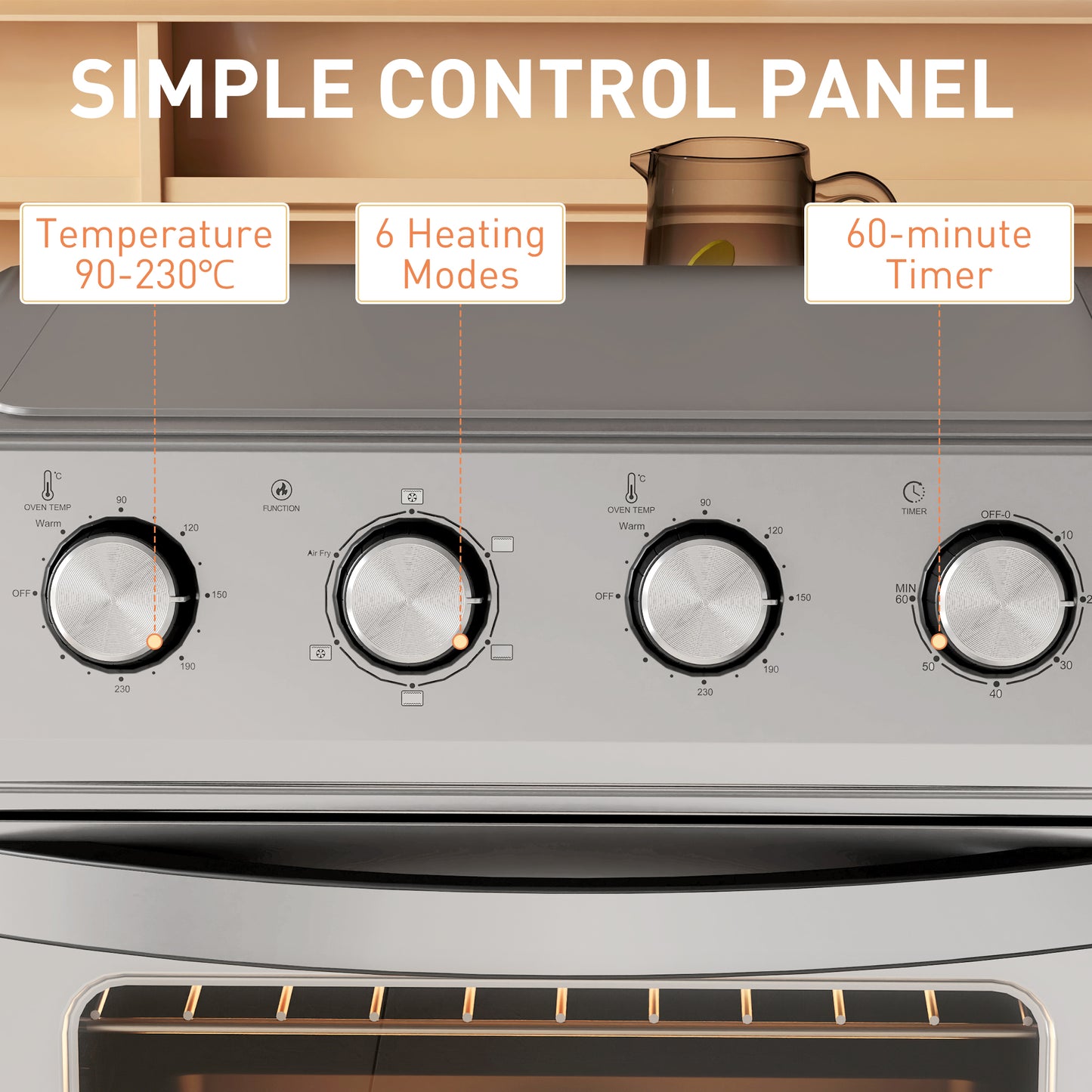 24L Air Fryer Oven, Mini Oven, Oil Free Cooking, Grill, Roast, Bake, with Adjustable Temperature, Timer, Touch Screen