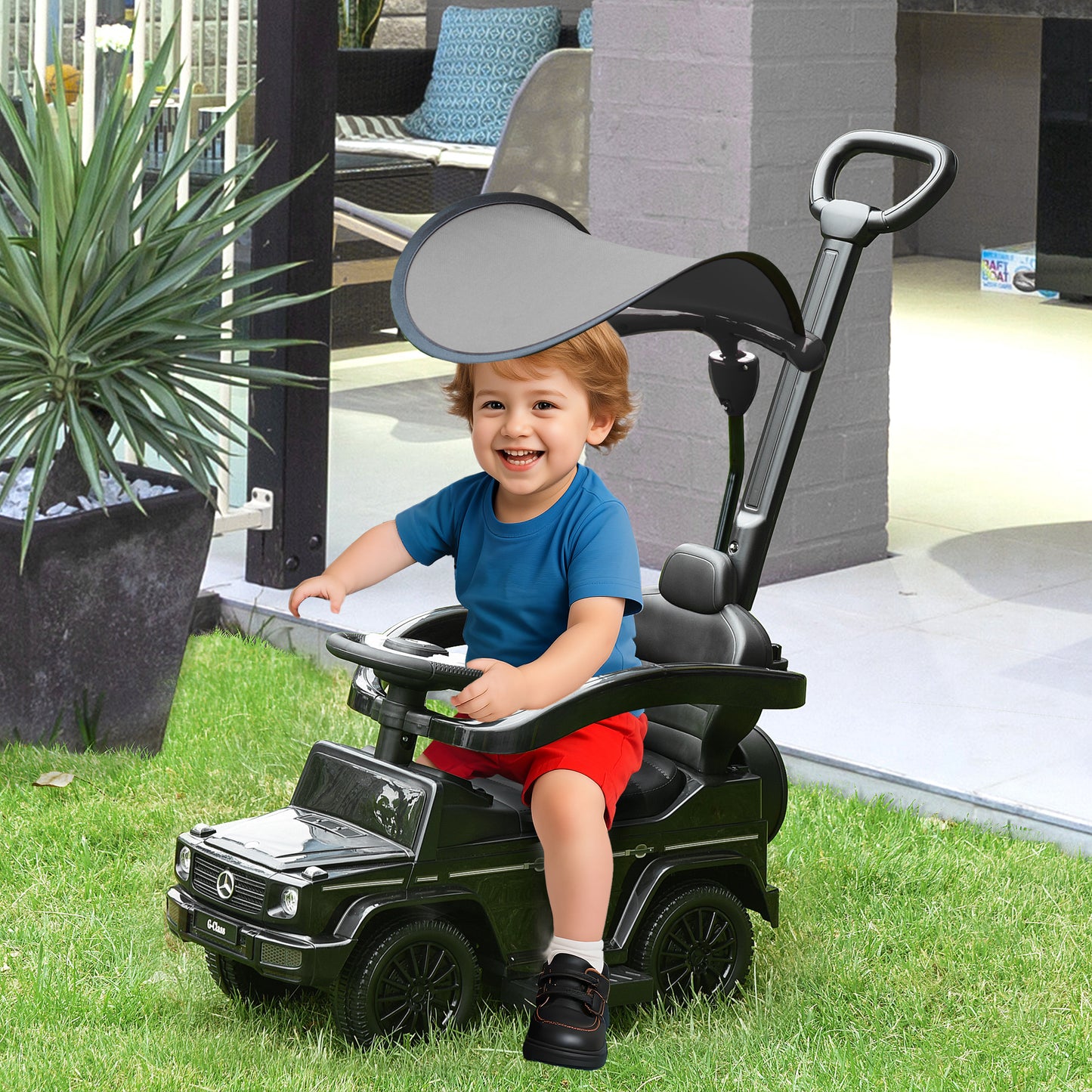3 in 1 Kids Children Ride on Push Car Toddler Sliding Car G350 Licensed Walker Foot to Floor Slider Push-Along with Horn Stee