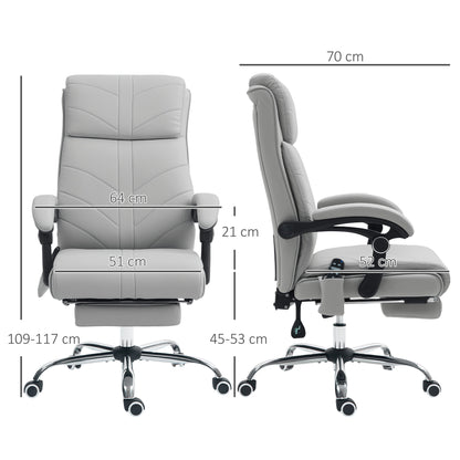 Faux Leather Massage Office Chair - Light Grey