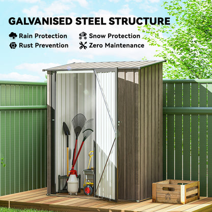 5ft x 3ft Metal Garden Storage Shed, Outdoor Tool Shed with Sloped Roof, Lockable Door for Tools, Equipment, Light Grey