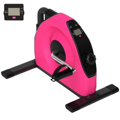 Mini Exercise Bike, Portable Pedal Exerciser with LCD Display for Legs, Arms, Rehabilitation, Therapy, Pink