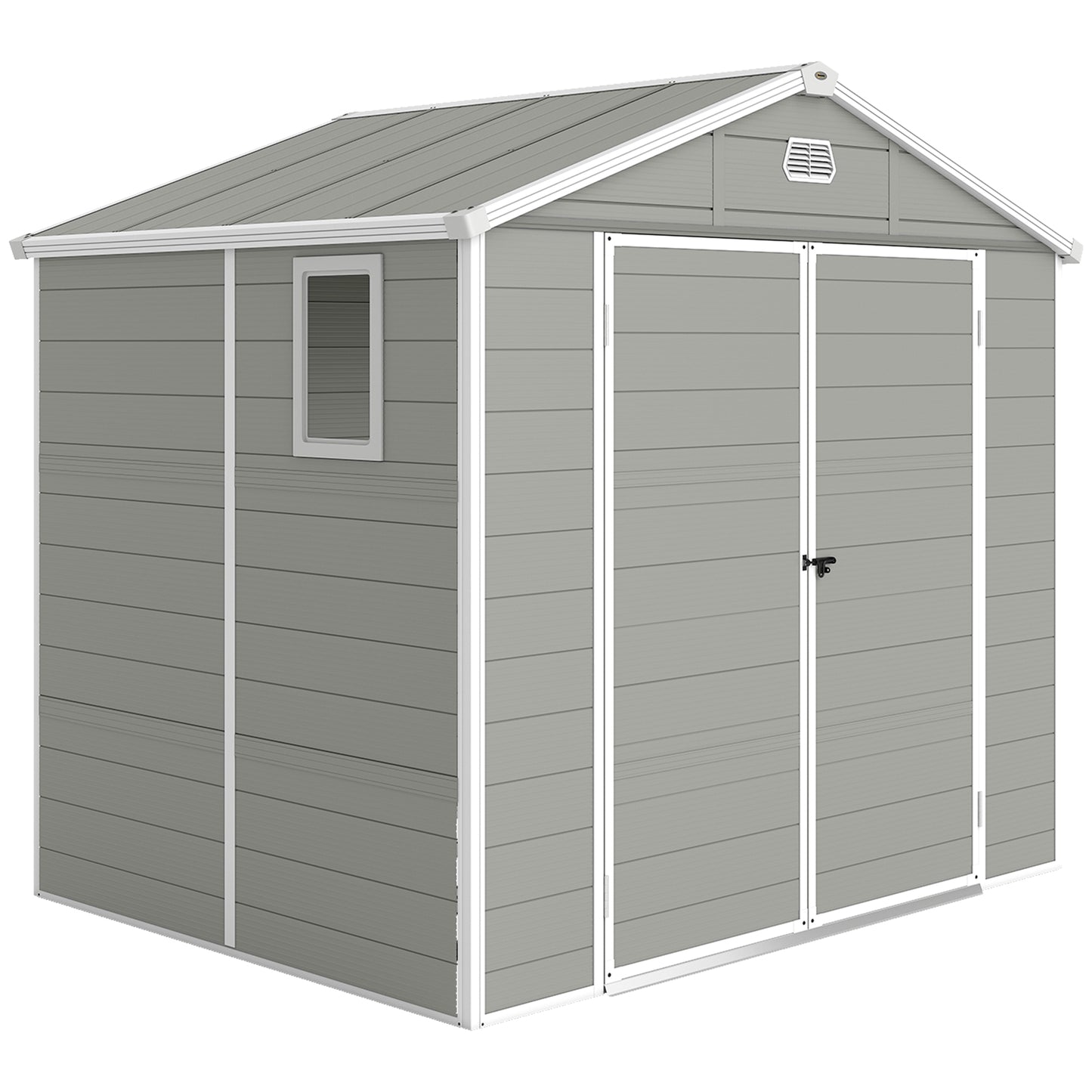 7.9ft x 6.2ft Aluminium Frame Rust Resistance Waterproof Shed, with Galvanised Foundation - Light Grey