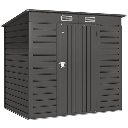 4 x 6ft Galvanised Metal Garden Shed, with Locking Door - Grey