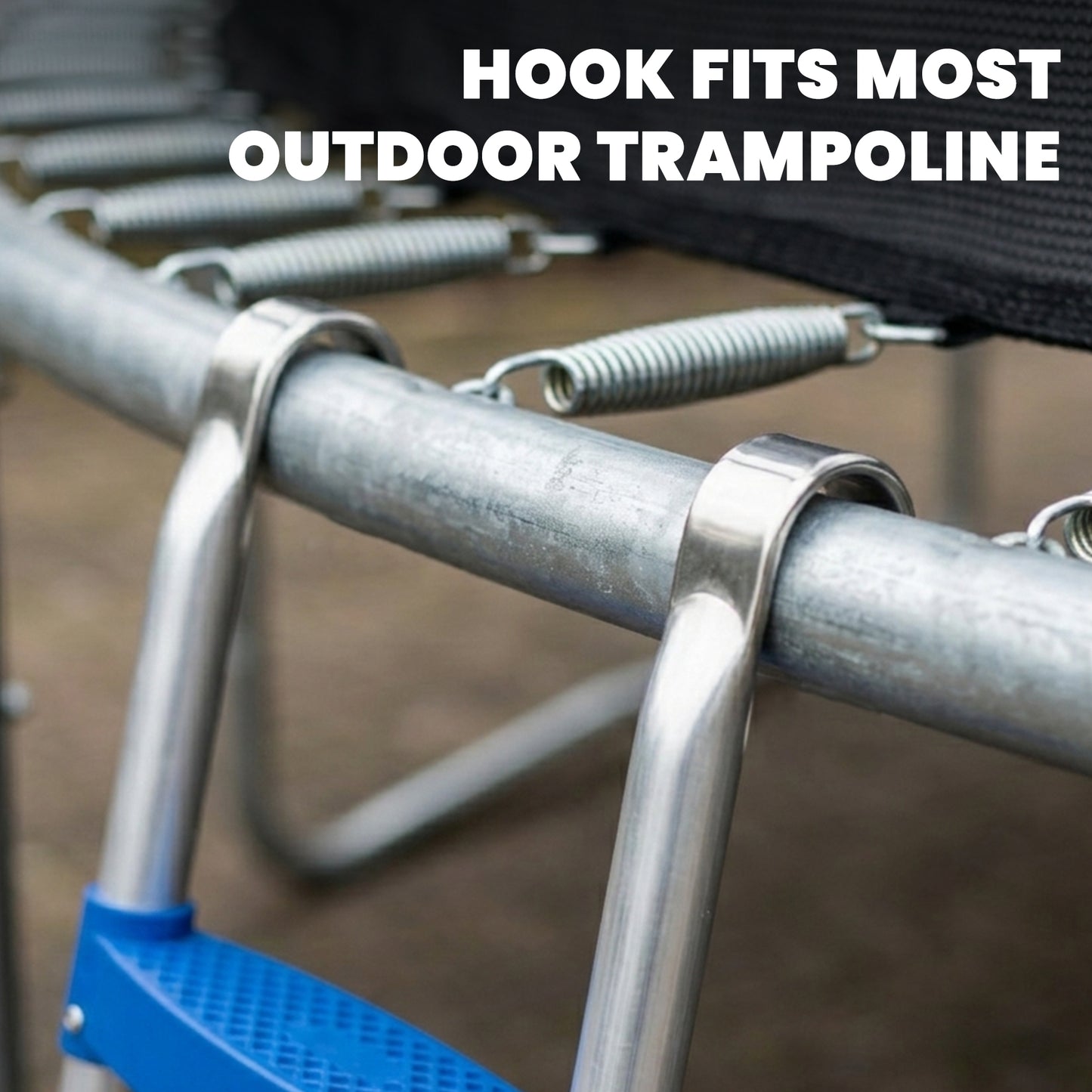 Trampoline Ladder, 3-Steps with Horizontal Wide Steps, Universal Hook, Galvanised Steel Frame, 150kg Load Capacity
