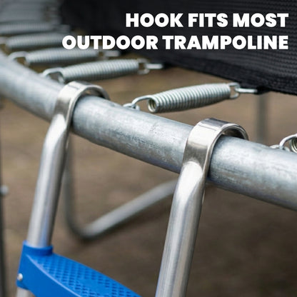 Trampoline Ladder, 3-Steps with Horizontal Wide Steps, Universal Hook, Galvanised Steel Frame, 150kg Load Capacity