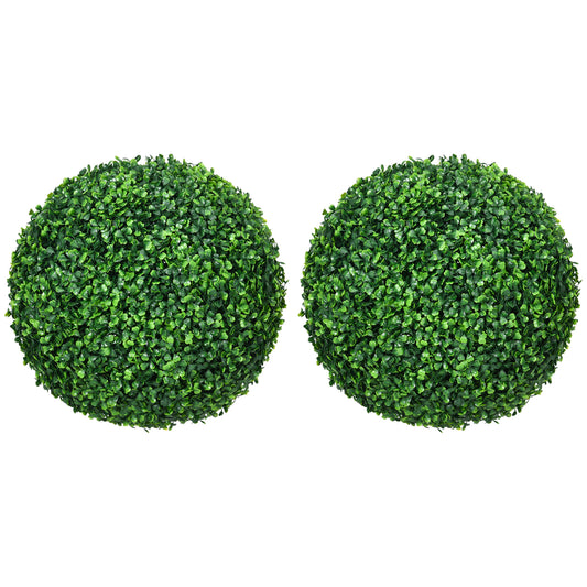 Set of Two Artificial Boxwood Balls Plants - Green