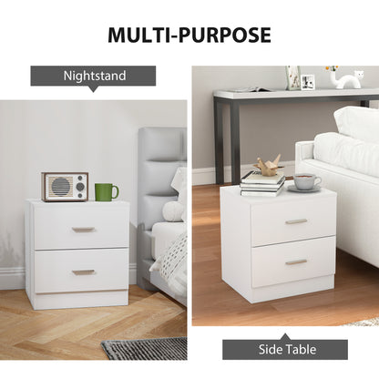 Modern Bedside Table, Beside Cabinet with 2 Drawers, for Bedroom, Living Room, White