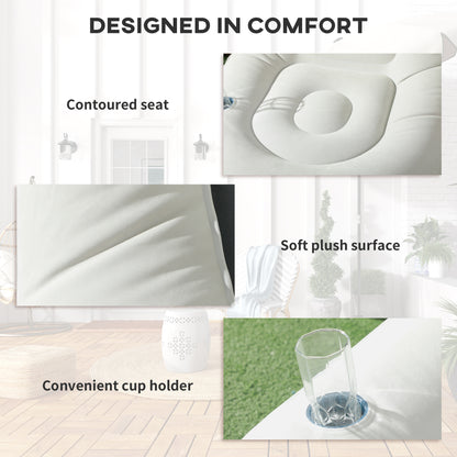 Inflatable Tub Chair and Footstool, Grey
