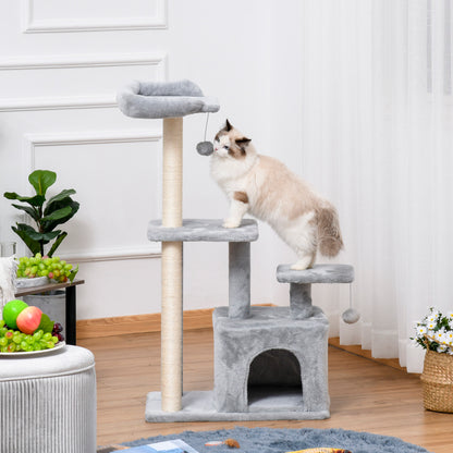 Cat Tree Tower for Indoor Cats 114cm Climbing Activity Centre Kitten with Sisal Scratching Post Perch Hanging Ball Condo Toy
