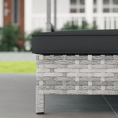 Extendable Elevated Dog Bed, Rattan Dog House, with Water-Resistant Roof, Removable Cushion, Charcoal Grey