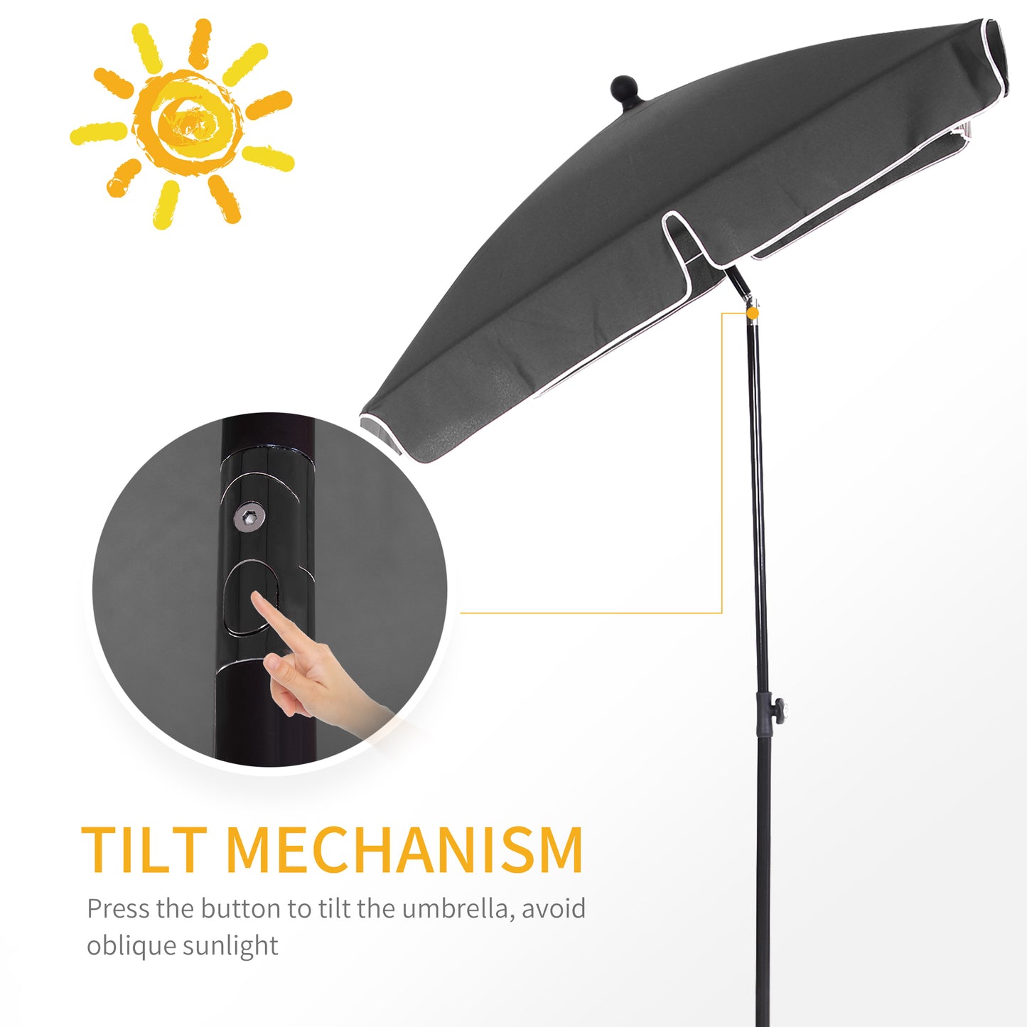 Garden Parasol Umbrella, Outdoor Market Table Umbrella with Ruffles & Aluminium Pole