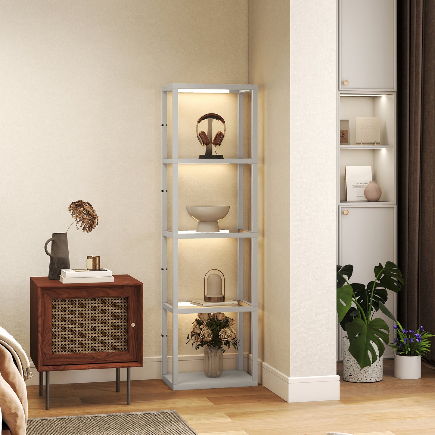 Four-Shelf Floor Lamp - Grey