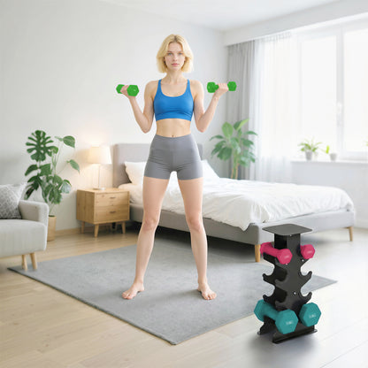 Hex Dumbbells Set with Dumbbell Rack, Non Slip Hand Weights for Home Gym Strength Training, 2 x 1kg, 2 x 3kg, 2 x 5kg