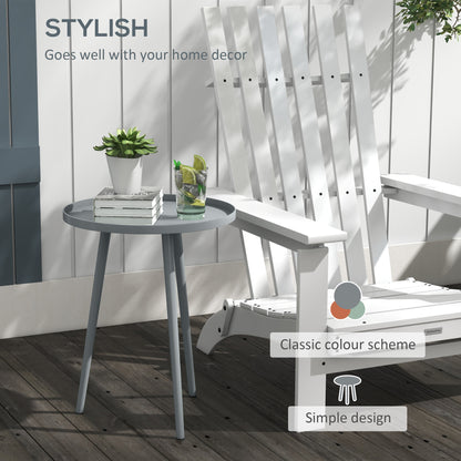 Round Garden Coffee Table, Outdoor Side Table with Rounded Steel Edge, Ø40 x 50H cm, Grey