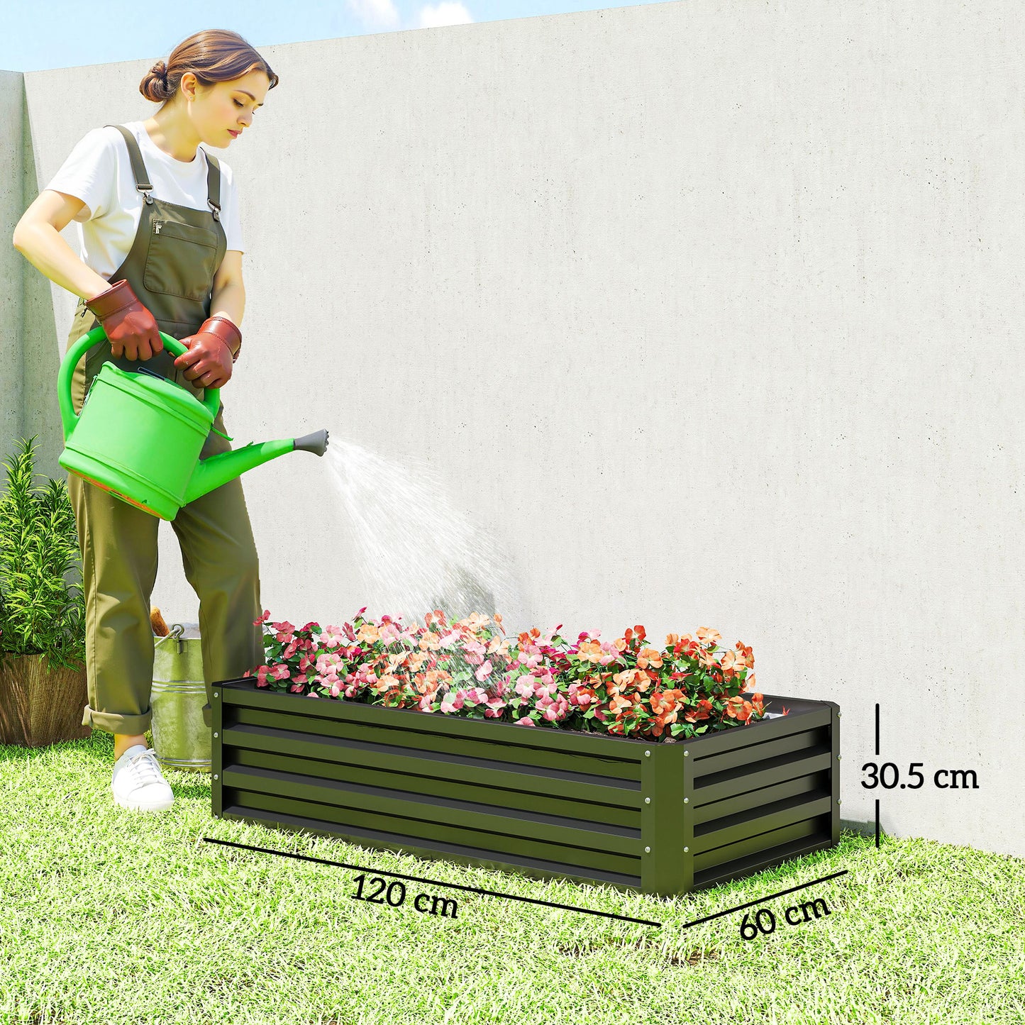 Raised Beds for Garden, Galvanized Outdoor Planters, for Herbs and Vegetables, Use for Patio, Backyard, Balcony, Grey