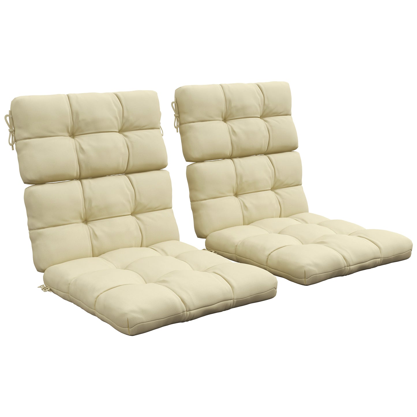 2-Piece Seat Cushion Replacement with Backrest, Garden Patio Chair Cushions Set with Ties, Beige