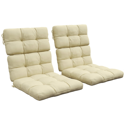 2-Piece Seat Cushion Replacement with Backrest, Garden Patio Chair Cushions Set with Ties, Beige