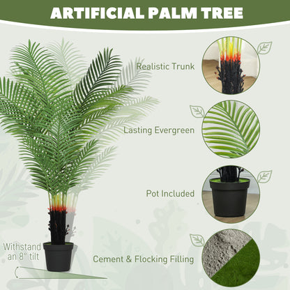150cm Artificial Areca Palm Tree with 12 PE Leaves, Decorative Artificial Plant with Plastic Pot and Flocked Soil