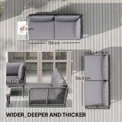 Thee-Piece 'L' Rattan Sofa Set - Grey