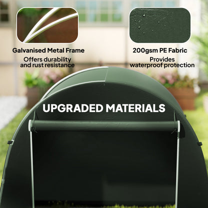 8 x 4 ft Garden Storage Tent, Waterproof Bike Tent with Roll-up Zipper Door and Galvanised Metal Frame, Green
