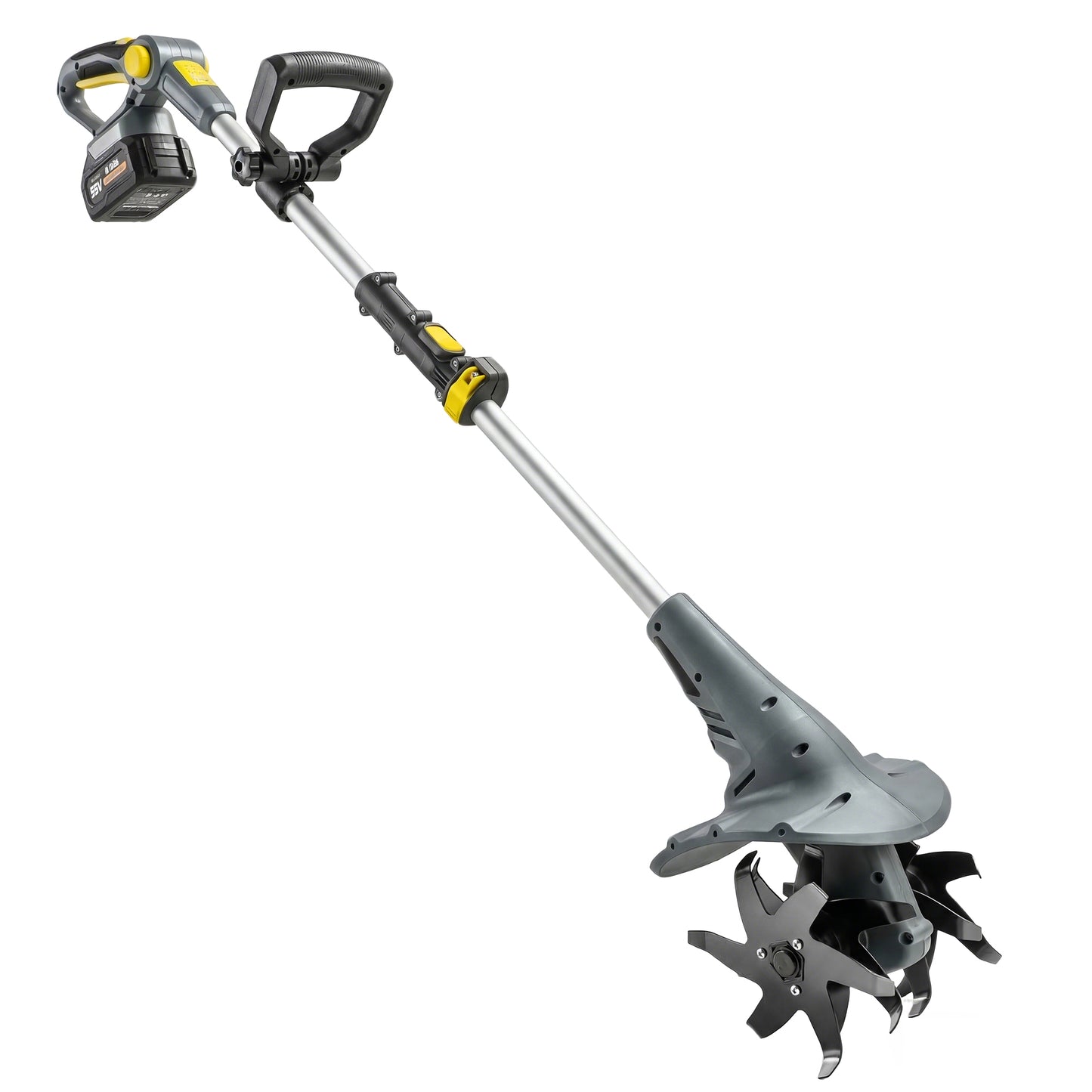 Cordless Tiller, 18V Electric Garden Rotavator with 2 x 4000mAh Batteries, Charger, 20cm Tilling Width & 18cm Depth