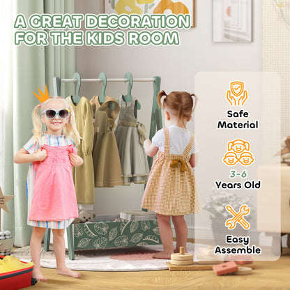 Baby Clothing Rack with Hangers, Storage Shelf for Bedroom, Leaf Theme, for Ages 3-6, Green