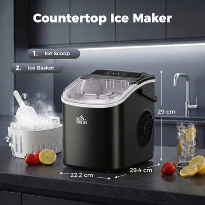 Ice Maker Machine Countertop, 12 KG in 24 H, 9 Cubes in 6 Mins, Portable Ice Cube Maker with Handle