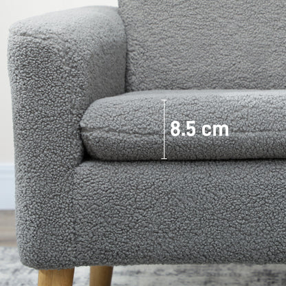 Armchair, Upholstered Accent Chair with Wood Legs and Wide Padded Seat, Teddy Occasional Chair, Grey