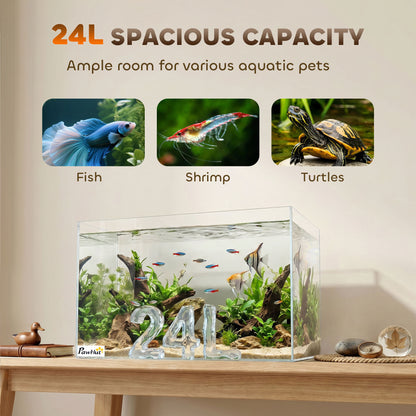 Fish Tank Bare Glass for DIY Glass Aquarium with Protective Base Mat 24L Transparent for Fish Shrimps