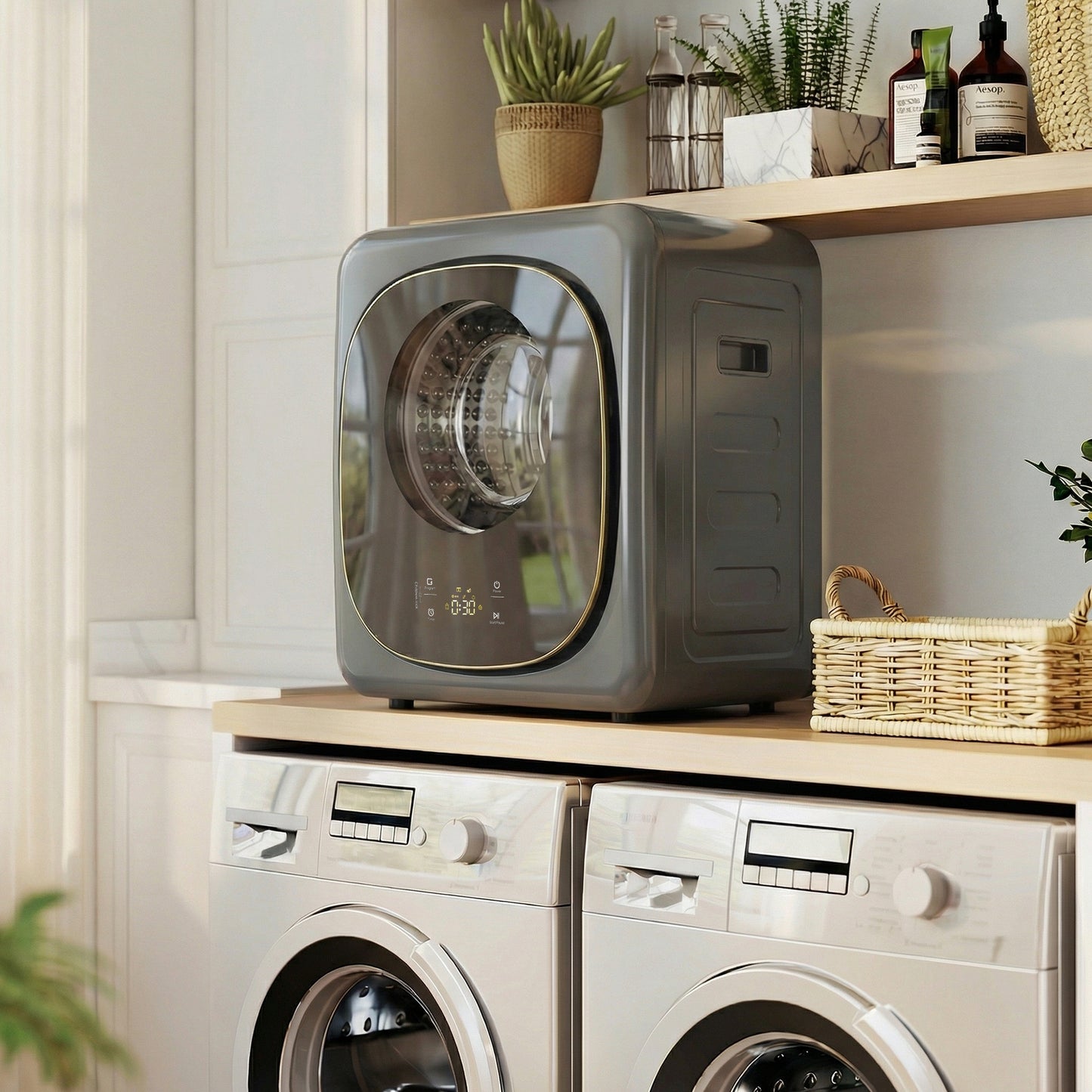 4kg Vented Tumble Dryer with 5 Drying Mode, 800W Compact Freestanding Front Tumble Dryer, Grey