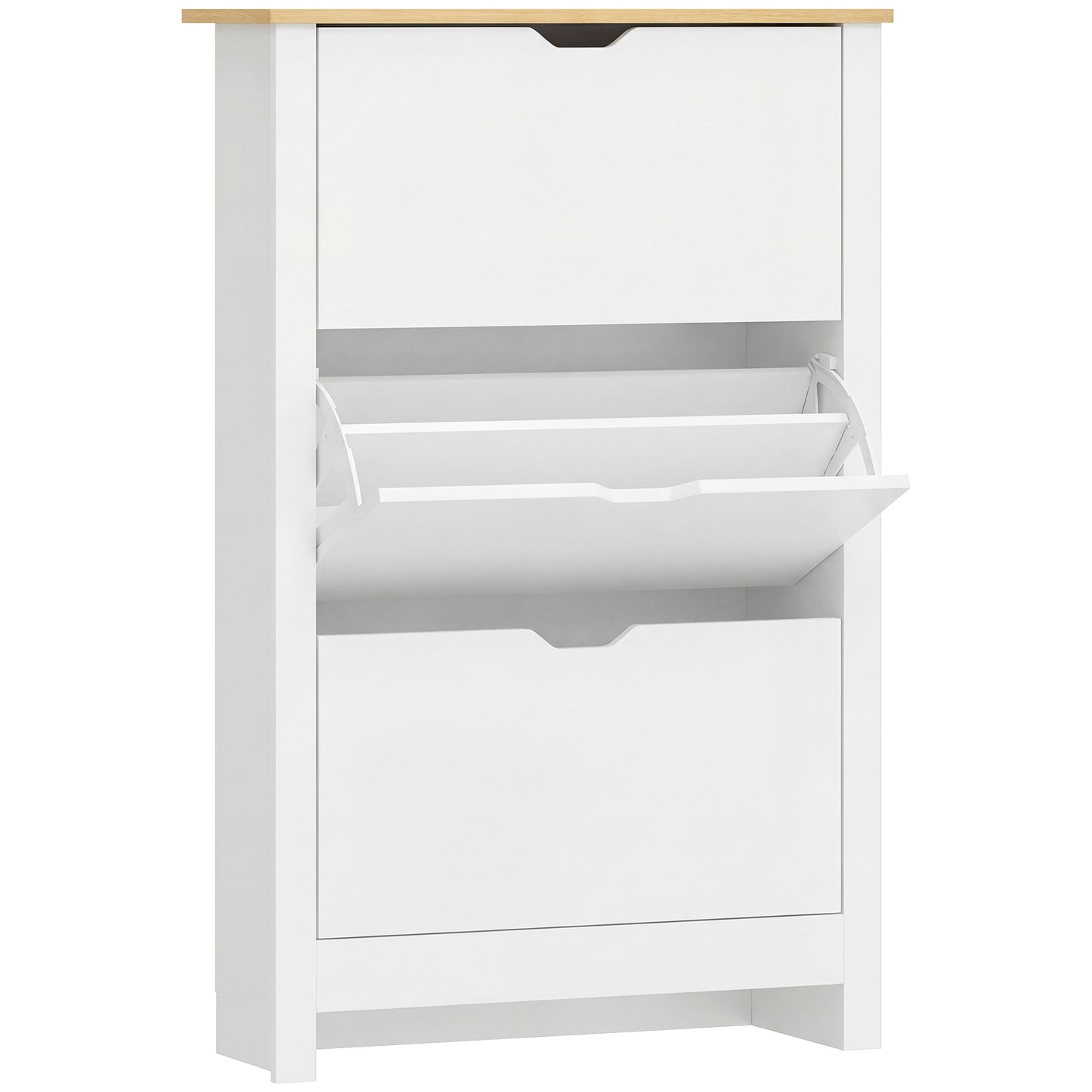 Slim Shoe Cabinet, Narrow Shoe Cupboard with 3 Flip Drawers, Adjustable Shelves for 18 Pairs of Shoes for Hallway, White