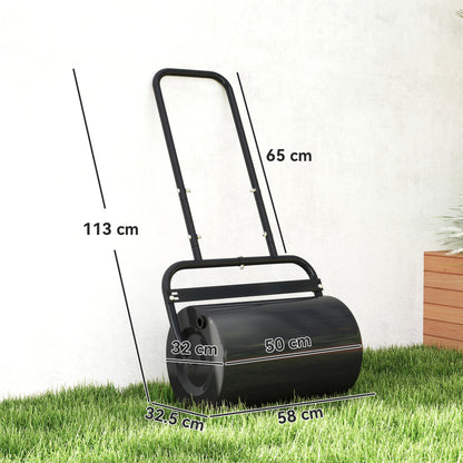 38L Fillable Cylinder Steel Lawn Roller - Black