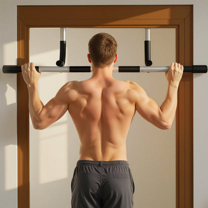 Doorway Pull up Bar, Door Frame Chin up Push up Bar for Home Gym Upper Body Workout, No Drilling or Screws, Grey