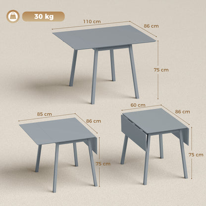 Solid Wood Folding Dining Table, Drop Leaf Table for 2-4 People, Rectangle Kitchen Table