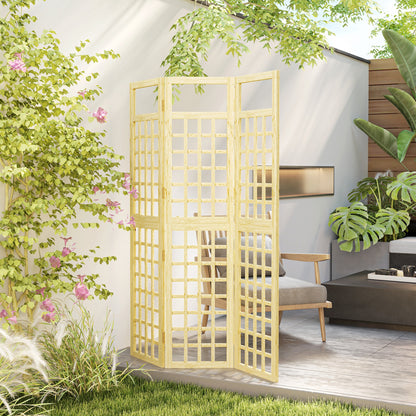 3-Panel Garden Privacy Screen, Freestanding Foldable Wooden Outdoor Divider/Trellis