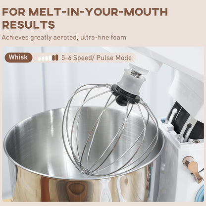 Stand Mixer, 5L Food Mixer for Baking, 6 Speeds and Pulse Setting, 1400W Cake Electric Kitchen Mixer with Dough Hook, Whisk