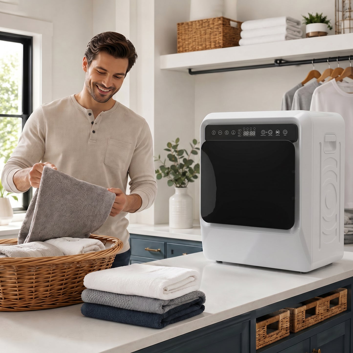 5kg Vented Tumble Dryer, 1000W Compact Tumble Dryer with Smart Drying, Freestanding Stackable Clothes Drying Machine